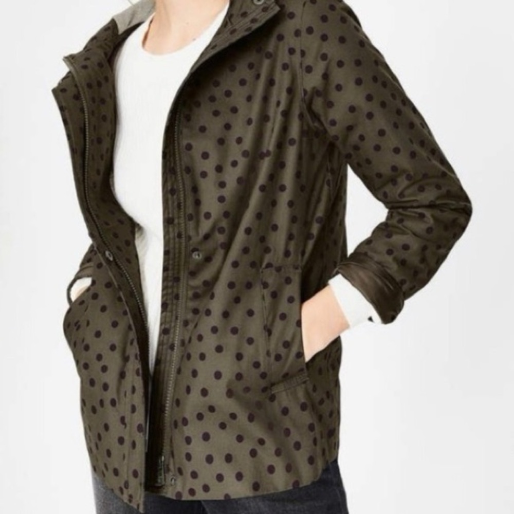 Boden Olive Polka Dot Utility Jacket
